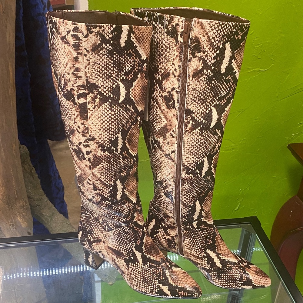 Snakeskin Knee-High Boots